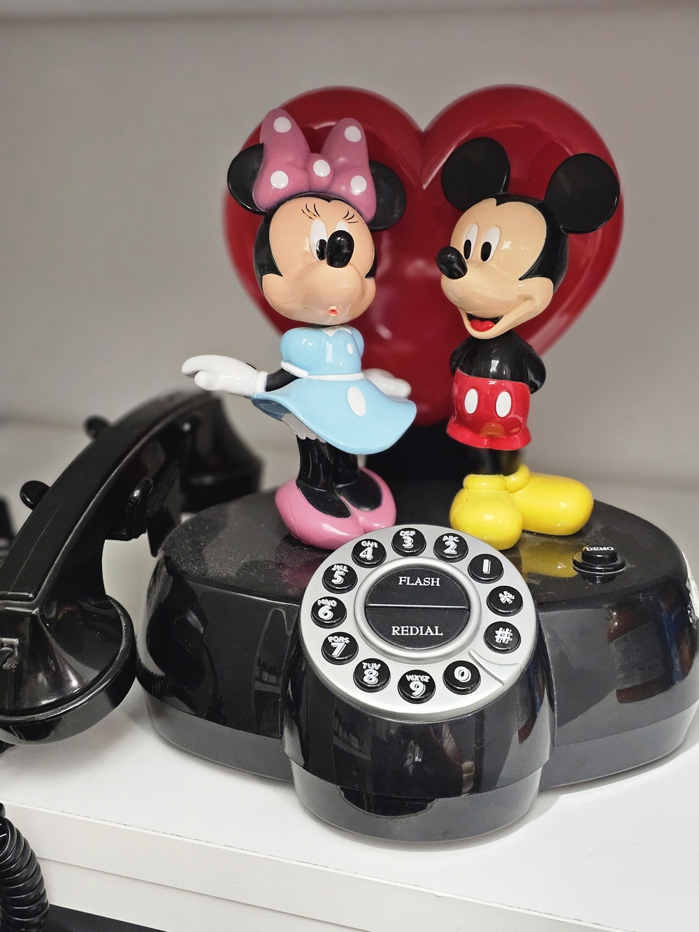 Black Novelty Mickey & Minnie Rotary-Style Phone